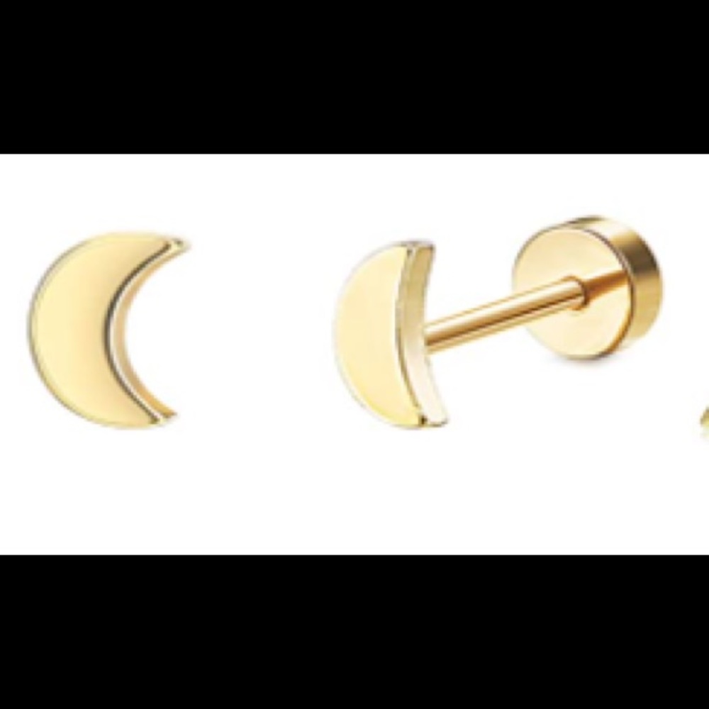 Tiny Moon Heart Earrings with Flatbacks